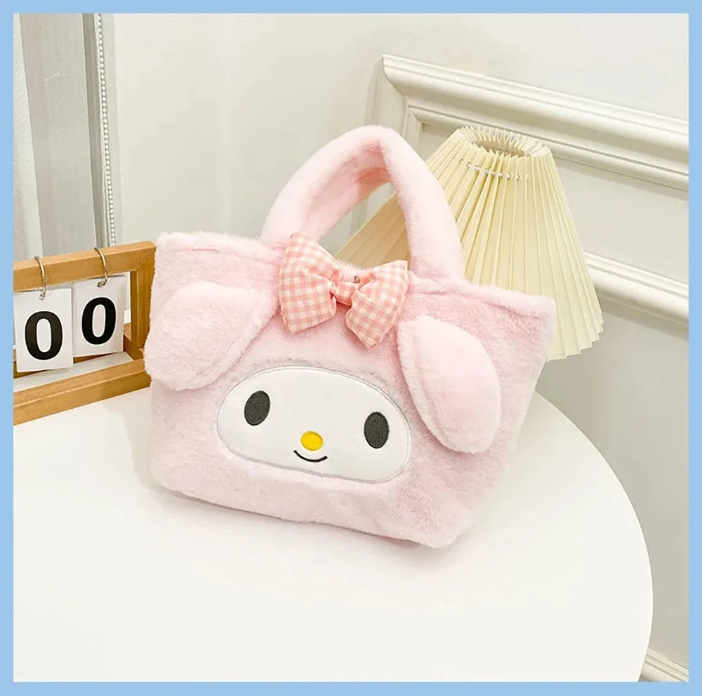 Kawaii Sanrio Kuromi Plush Backpack – Lolita Style Stuffed Animal Doll, My Melody Tote Bag for Women & Girls, Christmas Gift