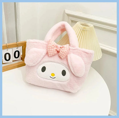 Kawaii Sanrio Kuromi Plush Backpack – Lolita Style Stuffed Animal Doll, My Melody Tote Bag for Women & Girls, Christmas Gift