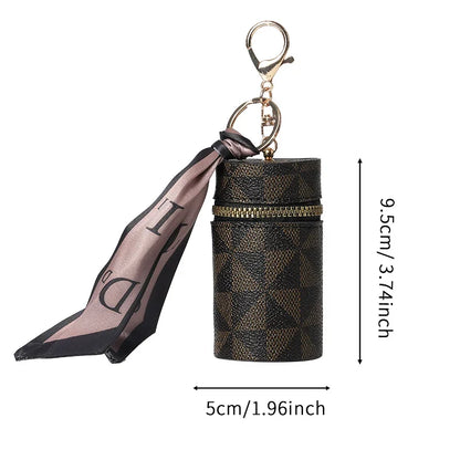 Plaid Mini Coin Purse - Compact Keychain Pendant Bag for Coins, Earbuds & Small Essentials