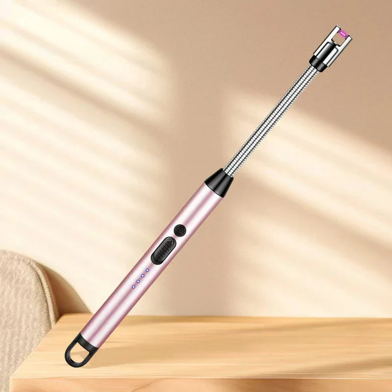 Type-C Rechargeable 360° Curved Windproof Plasma Lighter – Flameless USB BBQ & Kitchen Candle Ignition Electric Arc Lighter