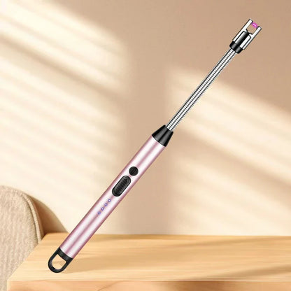 Type-C Rechargeable 360° Curved Windproof Plasma Lighter – Flameless USB BBQ & Kitchen Candle Ignition Electric Arc Lighter