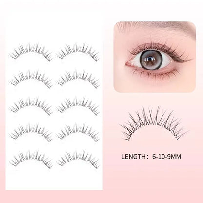 5 Pairs Manga False Eyelashes – Wispy Soft Cluster Lashes Natural Thick Clear Band Korean Anime Style Makeup Lashes