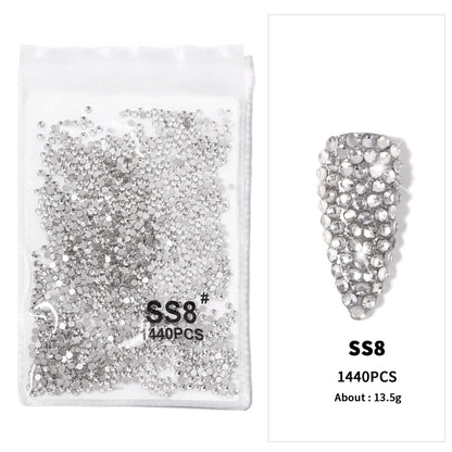 12-Grid 3D Glass AB Crystal Nail Art Rhinestones Kit – Flatback Round Beads with Tools for Nail Jewelry & Diamond Decoration