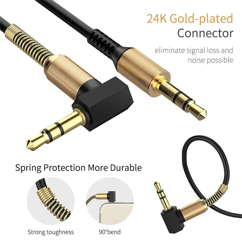 3.5mm Male-to-Male Audio Aux Cable — For Samsung Car Headphone & Speaker Wire