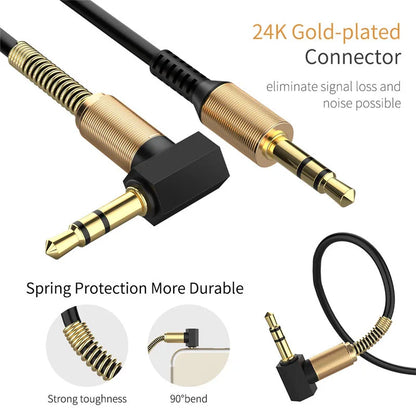 3.5mm Male-to-Male Audio Aux Cable — For Samsung Car Headphone & Speaker Wire