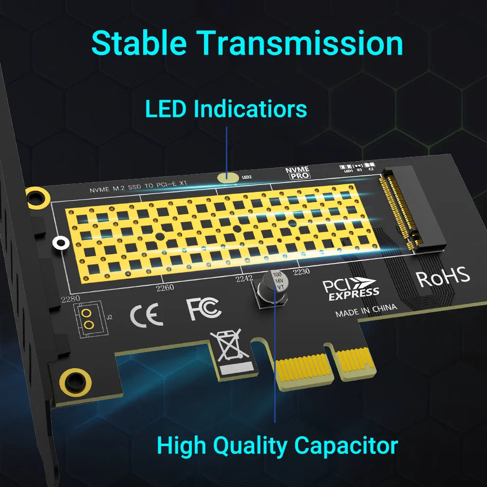 JEYI M.2 NVMe SSD to PCIe 4.0 x1 Adapter Card – 2280 PCI-E Gen4 16Gbps Expansion for Desktop PC