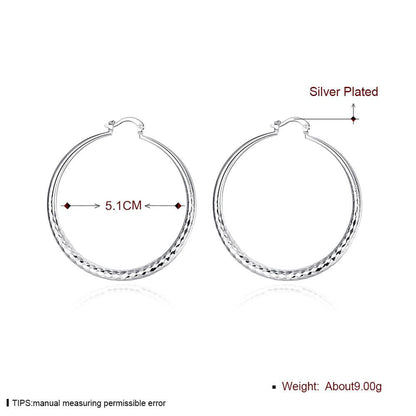 Charms 925 Sterling Silver 5CM Circle Hoop Earrings for Women - Fashionable Wedding Party Jewelry, Holiday Gifts