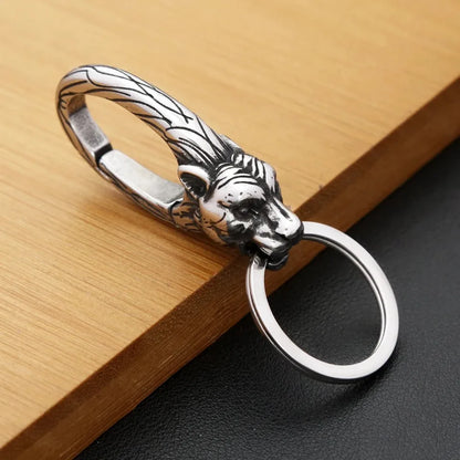 Vintage Punk Stainless Steel Animal Keychain – Dragon Head Fashion Keyring for Men & Women, Waist Belt Clip Jewelry Gift