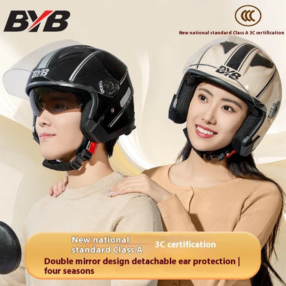 2024 New Motorcycle & Electric Car Helmet – Men’s & Women’s Safety Helmet with Anti-Fog Double Lens, Four Seasons Universal