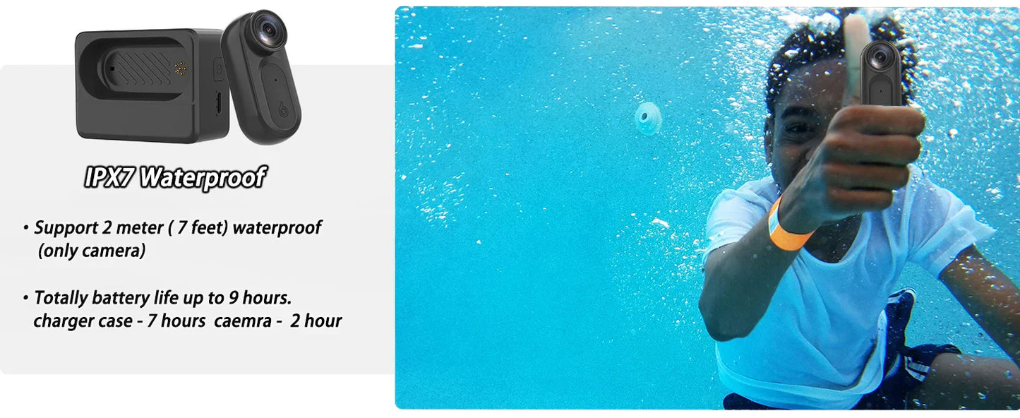 Upgraded 1080P Waterproof Mini Action Camera – 64GB WiFi Pocket Sports Cam with Large Battery