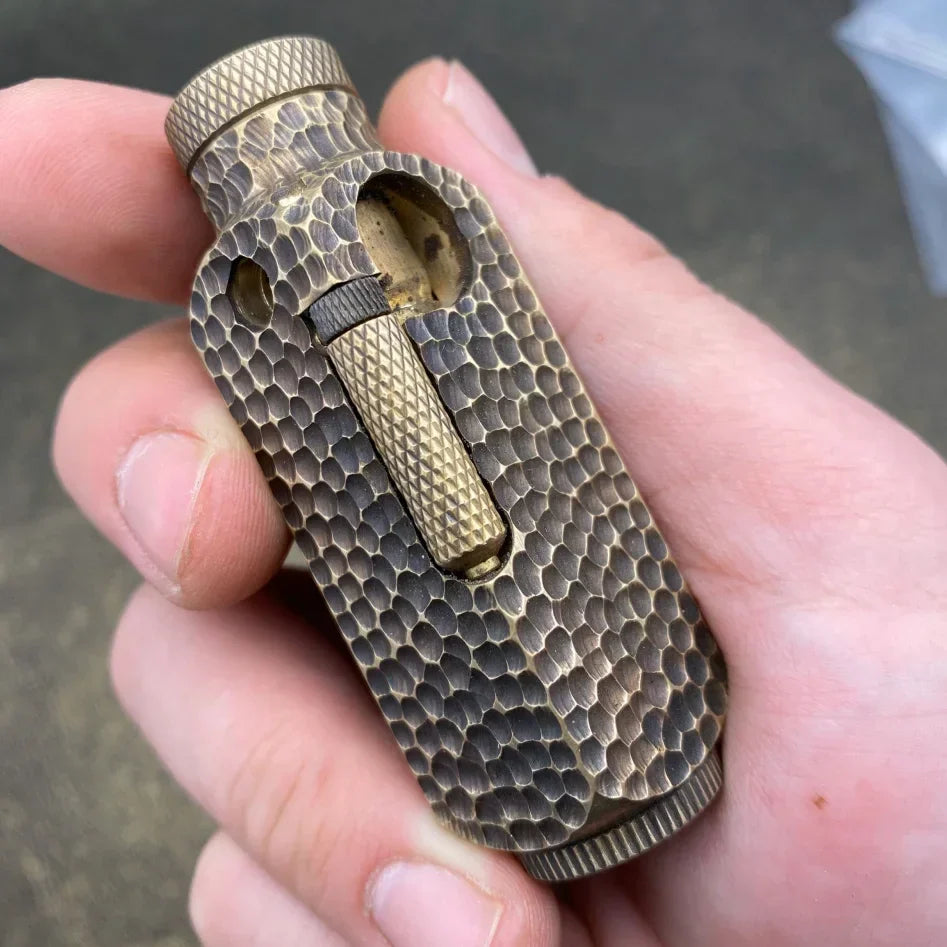 Handmade Brass Carved Trench Kerosene Lighter – Vintage Flamidor Gasoline Lighter, Heavy Men's Smoking Gift Collection