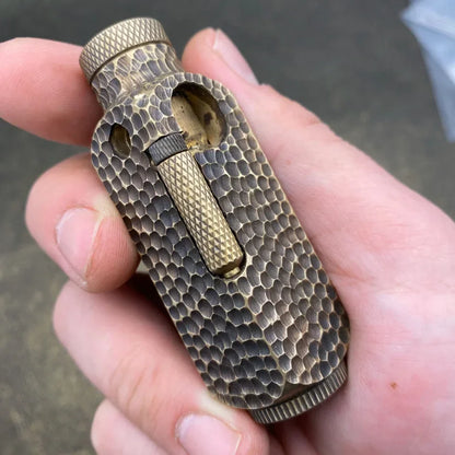 Handmade Brass Carved Trench Kerosene Lighter – Vintage Flamidor Gasoline Lighter, Heavy Men's Smoking Gift Collection