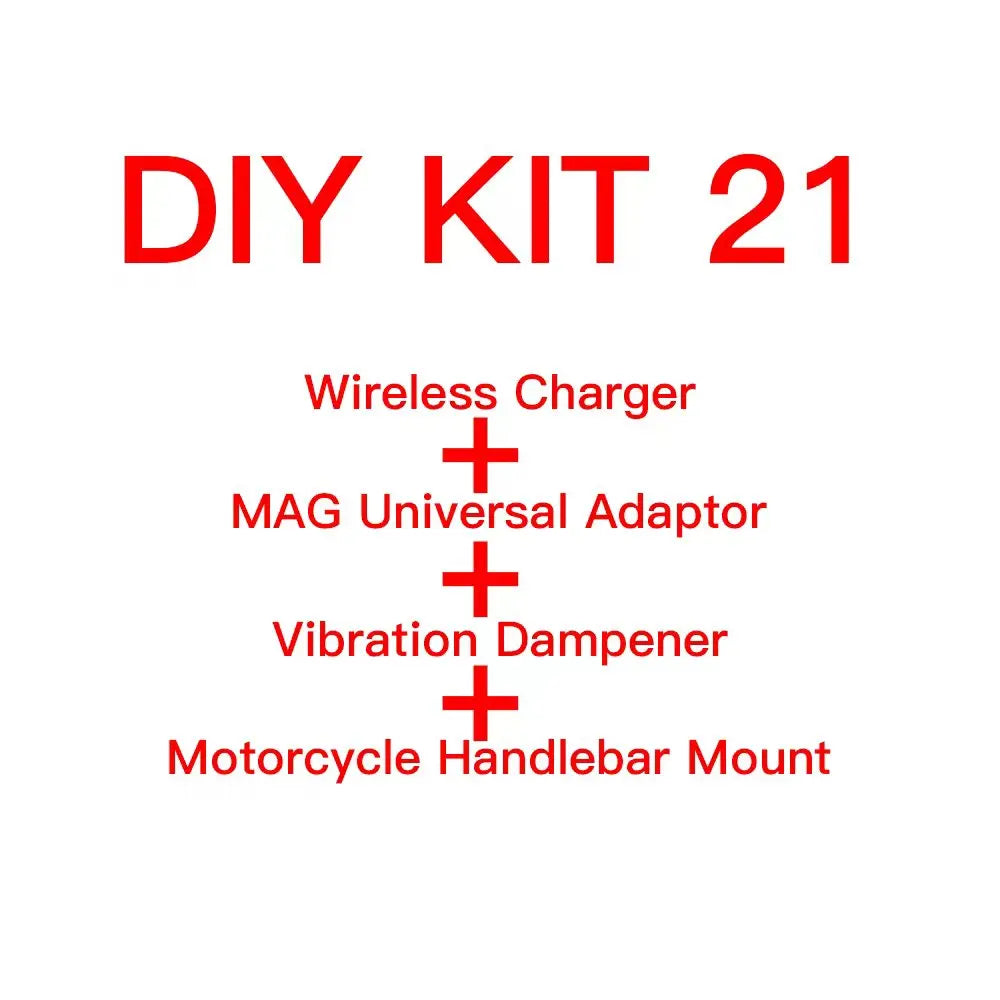 Motorcycle Handlebar Stem Fork Phone Mount — Vibration Dampener with MAG Universal Adapter, Wireless Charger & Mirror Brake Compatible