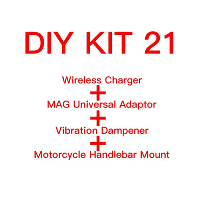 Motorcycle Handlebar Stem Fork Phone Mount — Vibration Dampener with MAG Universal Adapter, Wireless Charger & Mirror Brake Compatible