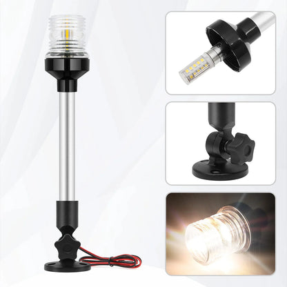 12V/24V LED Boat Navigation Light – 360° Fold Down Marine Signal Anchor Light for Yacht & Sailing