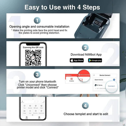 Niimbot B1 Portable Thermal Label Printer – Mini Bluetooth Pocket Sticker Maker, Self-Adhesive Tag & Price Printing Machine for Mobile Use