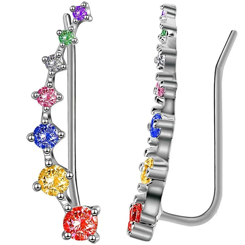 Women’s Gold Color Clip-On Earrings Set – Black & White Gem Rhinestone Ear Clips, Simple Fashion Party Jewelry