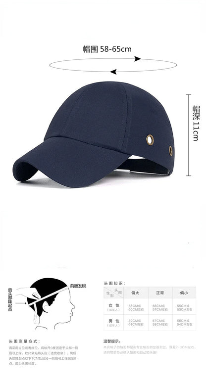 Newest Work Safety Bump Cap – Hard Shell Protective Baseball Hat for Head Protection