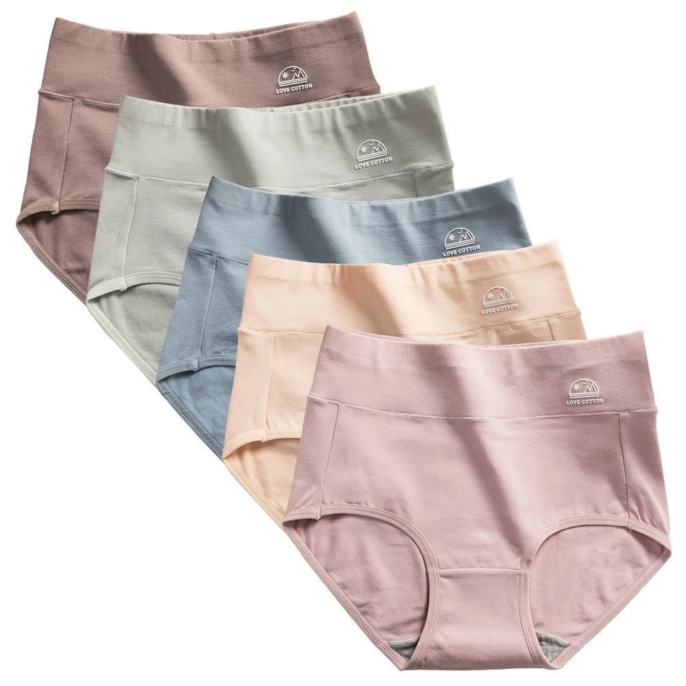 5-Pack Women’s High Waist Cotton Underwear – Tummy Control & Butt Lift, Breathable Antibacterial Comfort, No Ride-Up