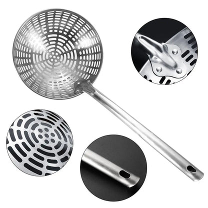 Stainless Steel Colander with Long Handle – Oil Frying Food Net Sieve & Leaky Spoon Kitchen Tool for Cooking
