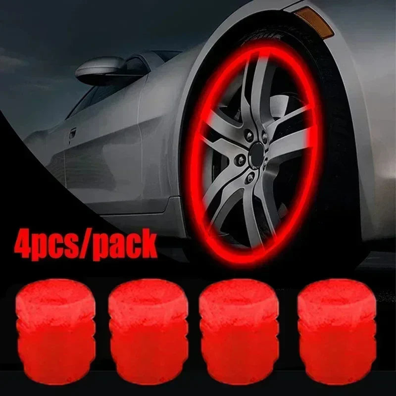 12Pcs Luminous Valve Stem Caps - Fluorescent Night Glowing Wheel Hub Caps for Motorcycle, Bicycle and Car Tyres