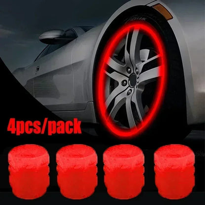 12Pcs Luminous Valve Stem Caps - Fluorescent Night Glowing Wheel Hub Caps for Motorcycle, Bicycle and Car Tyres