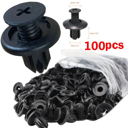 5/100pcs 8mm Plastic Rivets – Black Car Bumper & Fender Fastener Clips for Toyota, Kia, Nissan, Yamaha