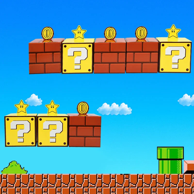 6PCS Question Block Gift Boxes – Kids Video Game Party Favors, Candy Treat Boxes & Decorations 10cm