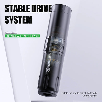 Dragonhawk Fold3 Tattoo Pen Machine - LED Digital Display Wireless 2200mAh Battery for Lining & Shading