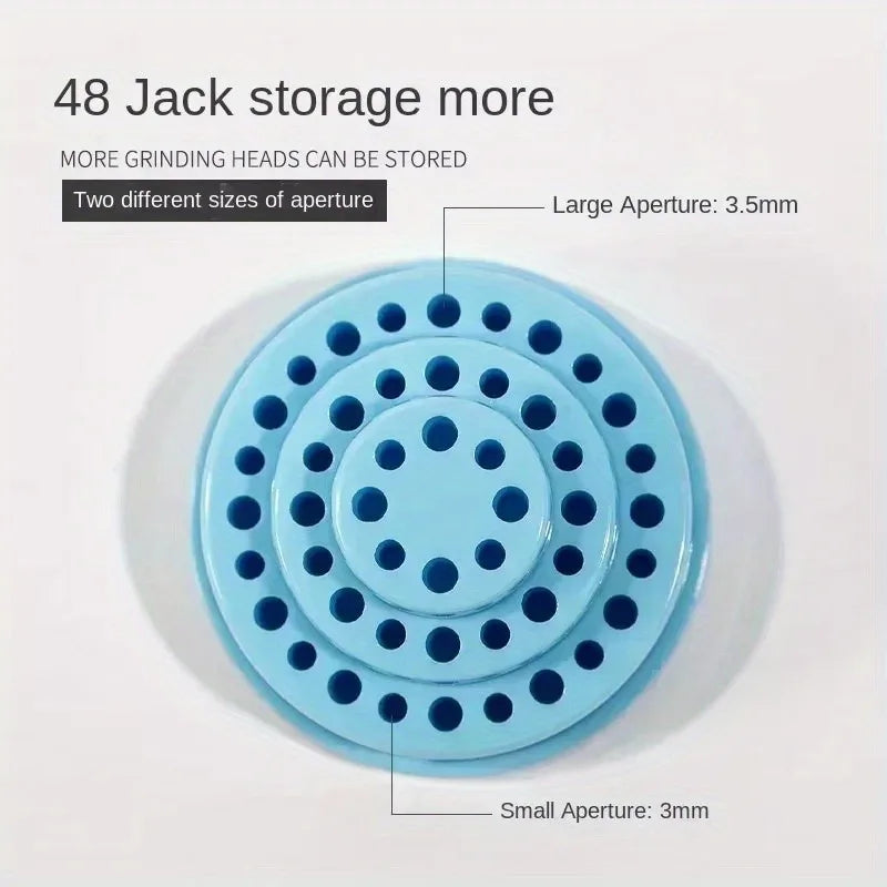 48-Hole Nail Drill Bit Holder - Acrylic Storage Box Stand for Manicure Tools