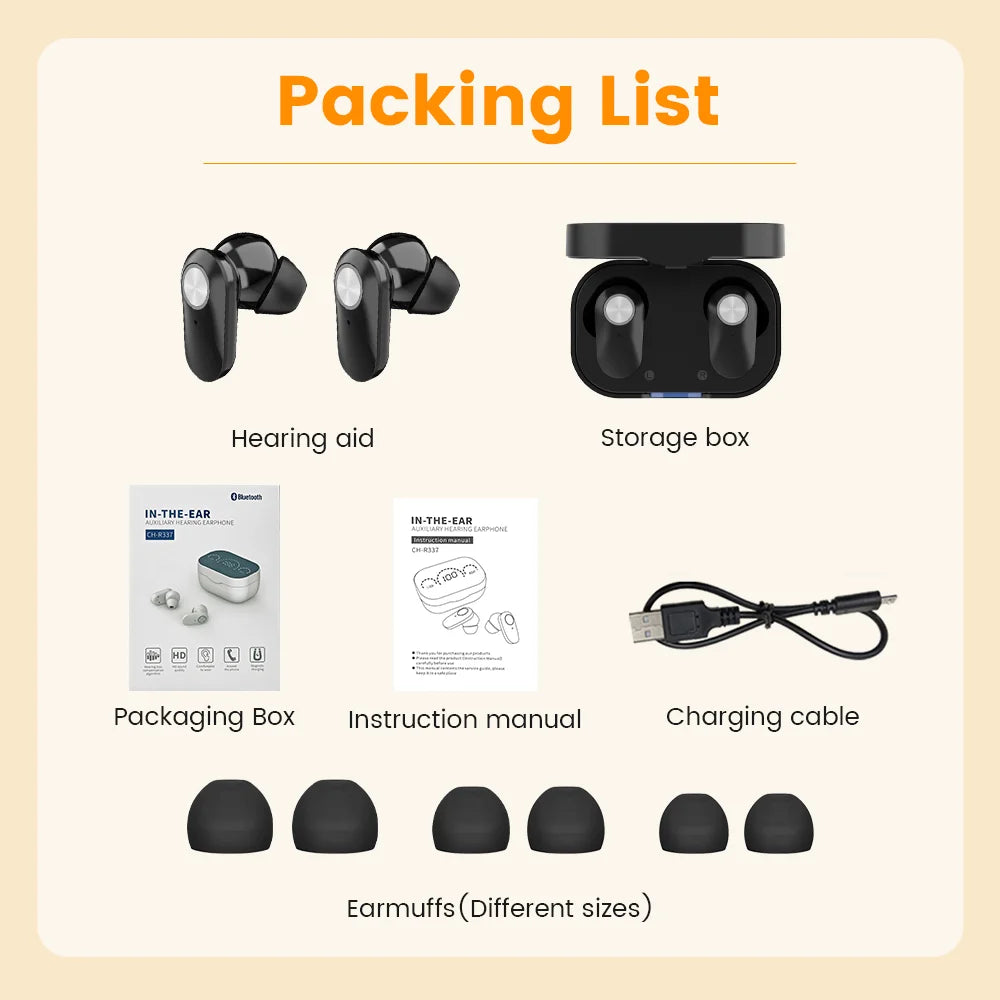 Rechargeable Invisible Hearing Aids for Elderly – Mini Wireless ITE Sound Amplifier Listening Device