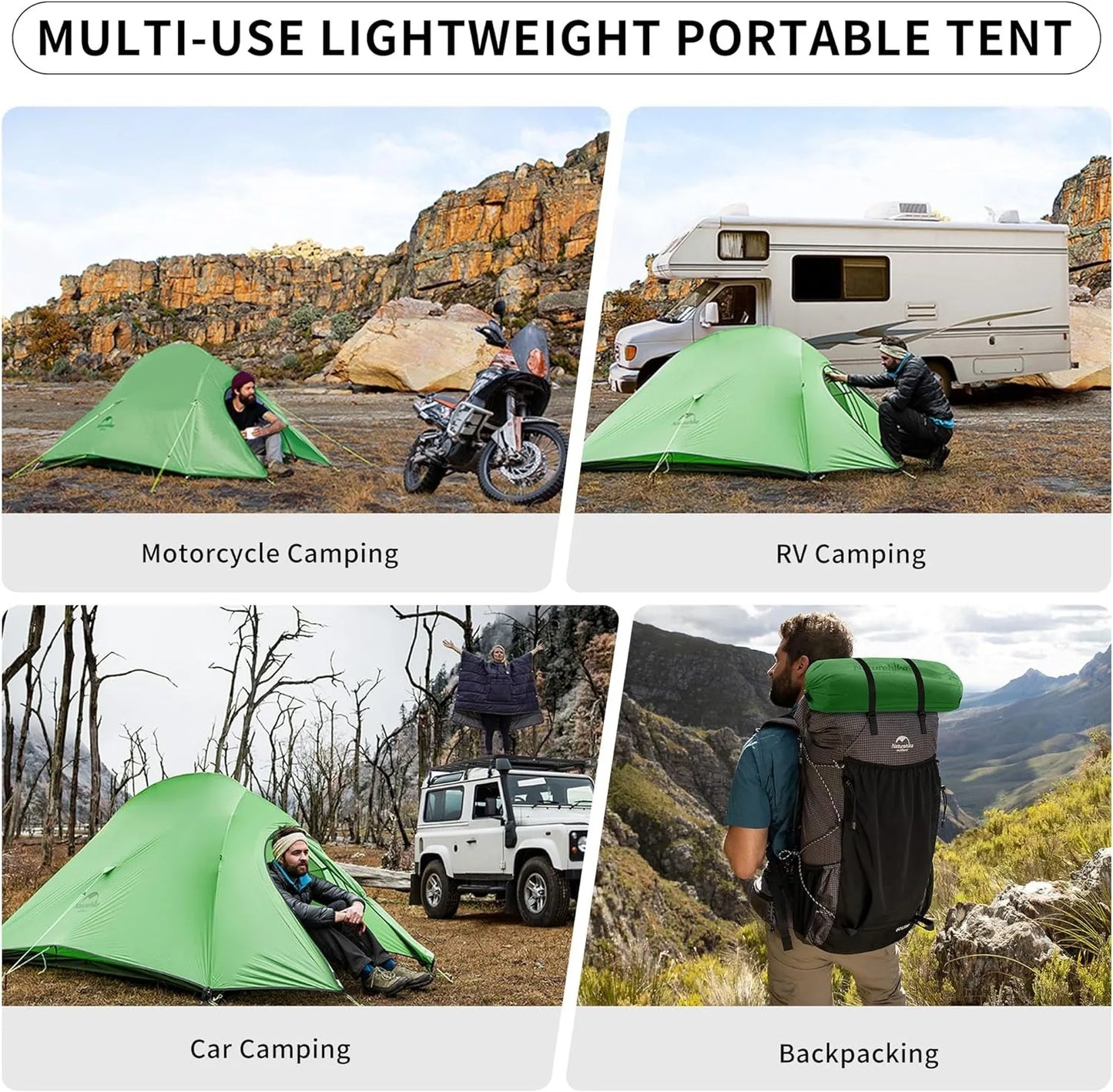Naturehike Cloud Up 2-Person Camping Tent – Waterproof, Ultralight, Easy Build Beach Tent for Hiking & Backpacking Outdoors