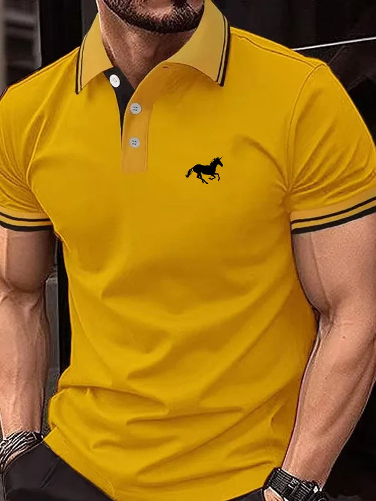 Casual Men’s Polo T-Shirt — Short Sleeve Button Lapel Summer Top, Super Large Sizes S-3XL