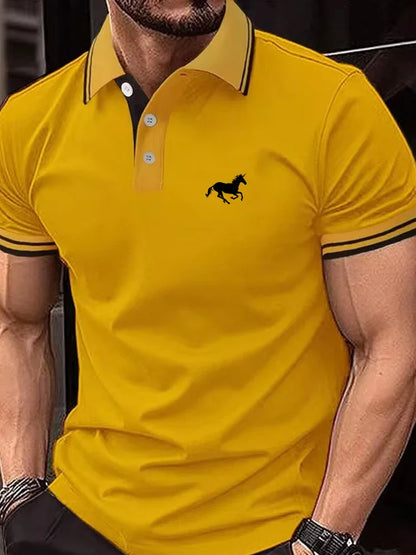 Casual Men’s Polo T-Shirt — Short Sleeve Button Lapel Summer Top, Super Large Sizes S-3XL