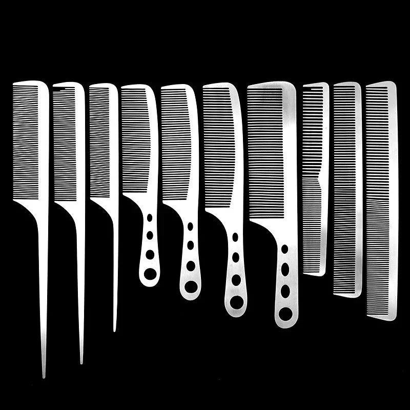 Ultra-Thin Titanium Steel Hairdressing Comb – Professional Men’s Point-Tail Hair Styling Brush