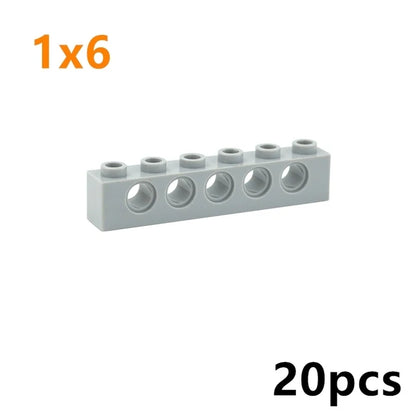 Technical Building Block Long Beam with Holes – Thick MOC Studded Bricks Compatible with 3703, 32018, 3895, 2730, 3894, 3701, 3700
