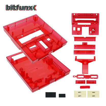 Bitfunx SNES Replacement Shell – Transparent Black Case for Nintendo SNES SFC US Version Retro Gaming Console