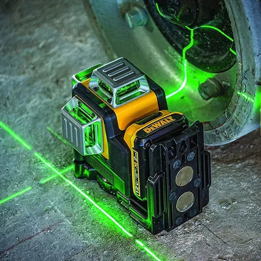 Dewalt DW089LG 12V Laser Level – 3-Sides 360° Vertical & Horizontal Green Line Laser with Lithium Battery for Outdoor Use