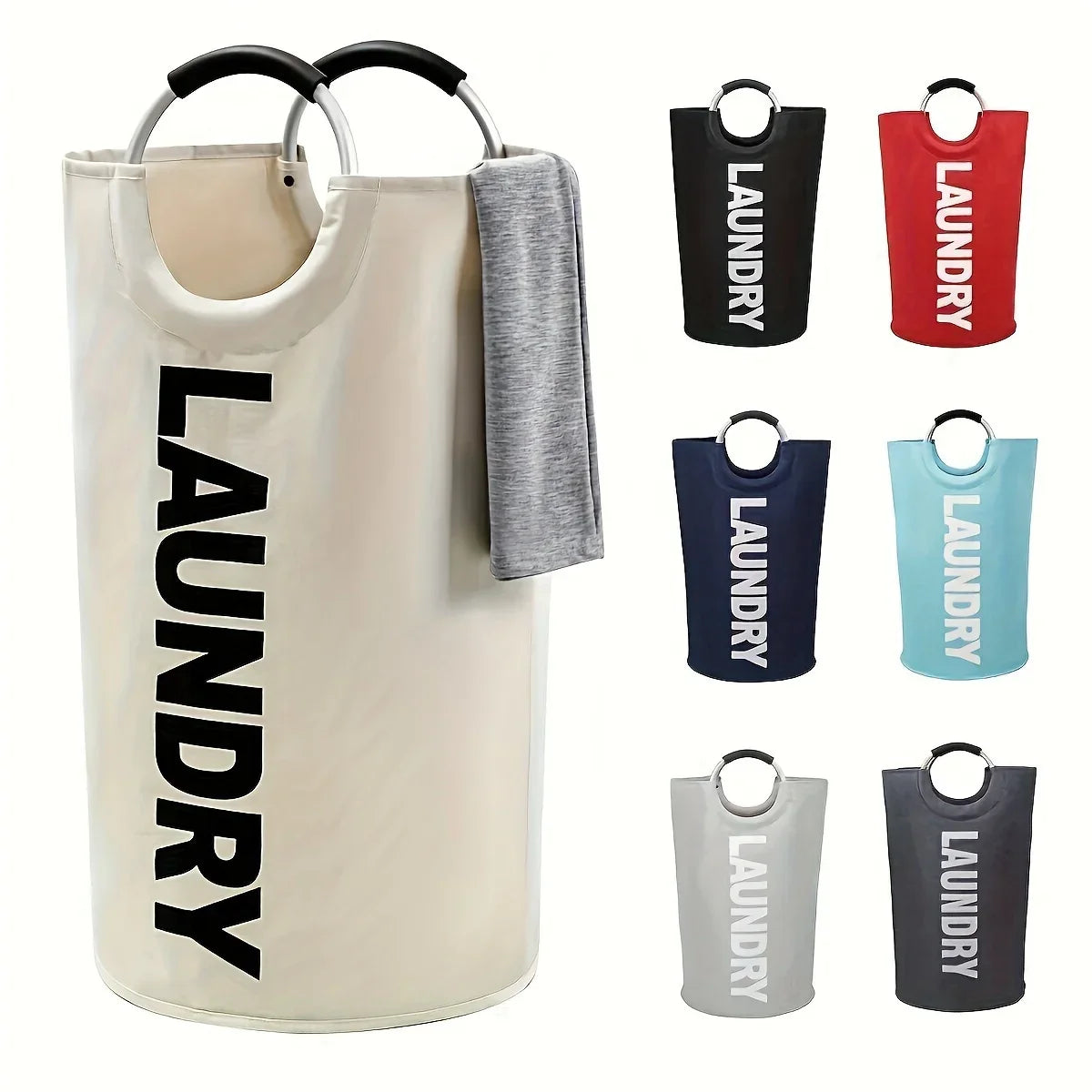 Extra-Large Waterproof Laundry Basket — Foldable with Padded Handle, Multi-Purpose Storage for Bathroom, Laundry Room, Balcony
