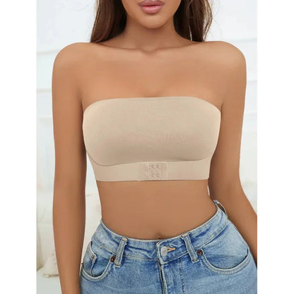 Women's Strapless Seamless Bra — No Padding, Front Button Comfortable Smooth Underwear