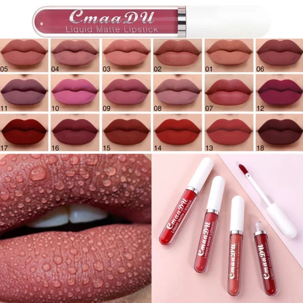 Sexy Long-Lasting Velvet Matte Lip Gloss – Waterproof, Non-Stick Red Liquid Lipstick for Women