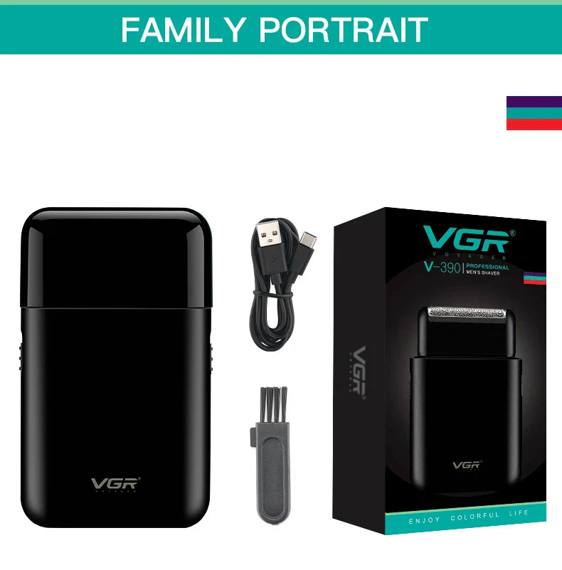 VGR V-390 Electric Shaver – Professional Beard Trimmer & Portable Mini Razor, USB Rechargeable 2-Blade Shaving for Men