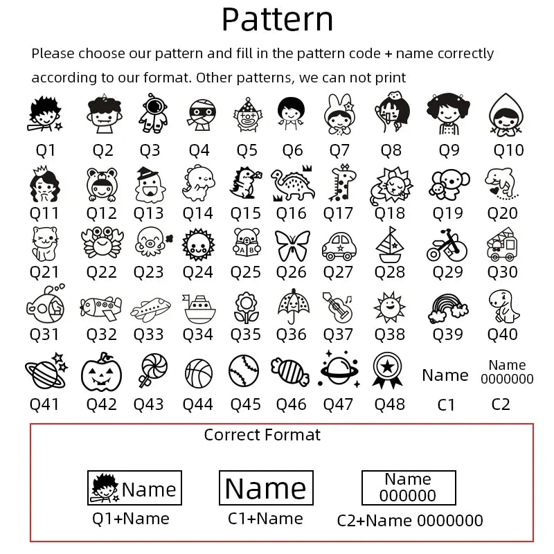 Children's Custom Name Seal Stamp - Kindergarten Clothes Waterproof Name Sticker, Kawaii Montessori Gift for Students
