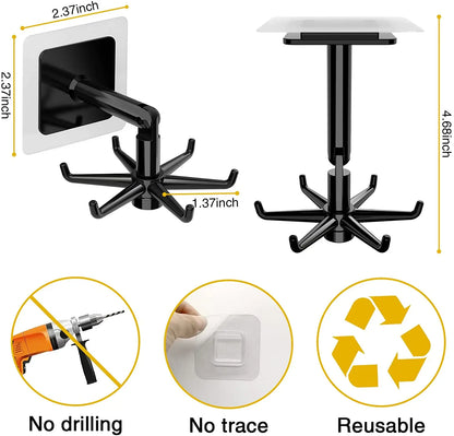 1/2PCS 360° Swivel Kitchen & Bathroom Hooks — Multifunctional Wall/Door Rack for Spoon & Storage Accessories