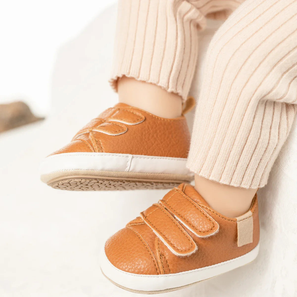 Classic Baby Casual Sneakers – Vintage PU Leather, Soft Rubber Sole, Slip-Resistant Infant Shoes in 4 Colors