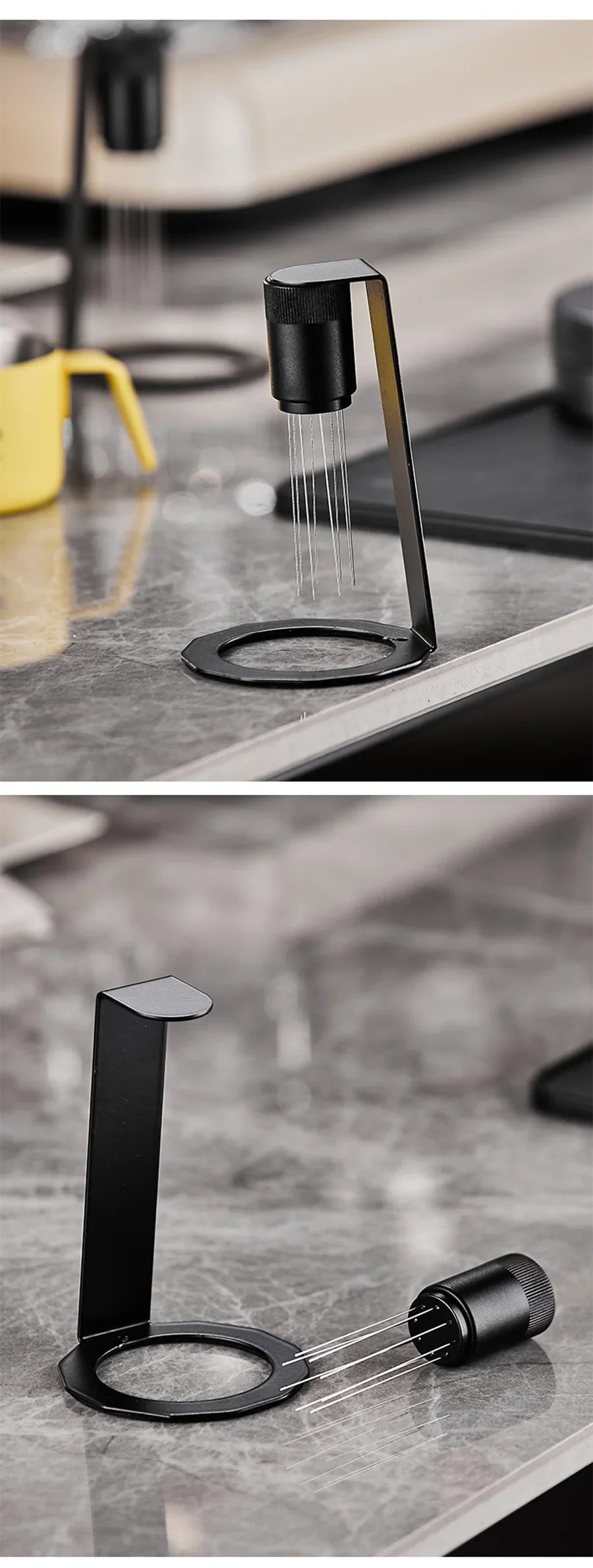 WDT Espresso Coffee Stirrer Tool with 8 Needles & Magnetic Stand – Barista Coffee Distribution Tool