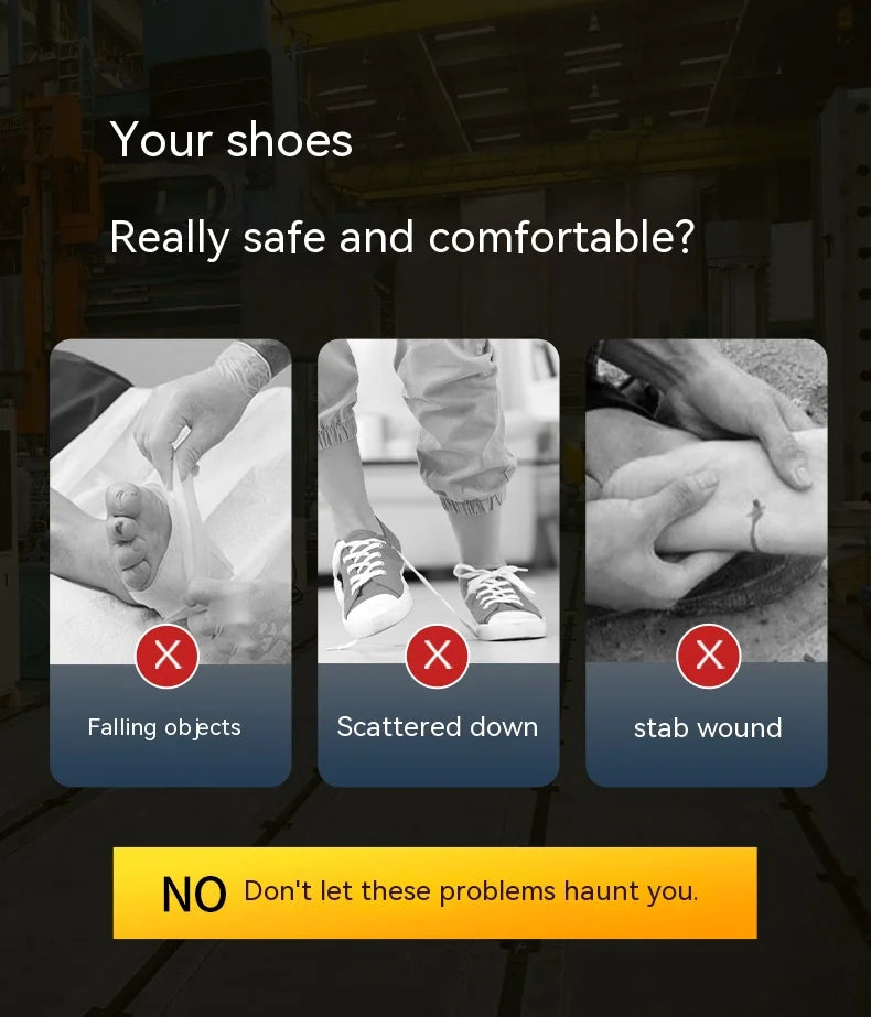 Rotating Button Safety Shoes for Men – Steel Toe, Indestructible, Puncture-Proof Work Sneakers & Protective Boots