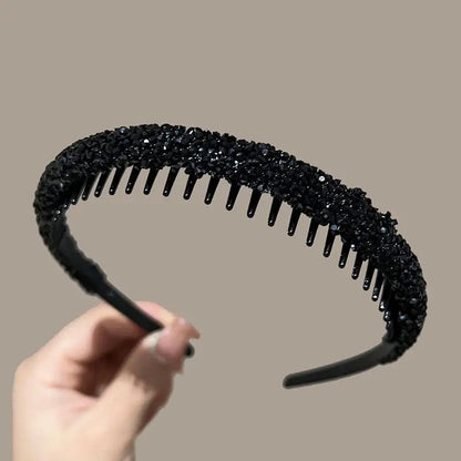 New Non-slip Rhinestone Headbands – Solid Wave Hairbands for Women & Girls, Bezel Fashion Hair Hoop, Boutique Hair Accessories