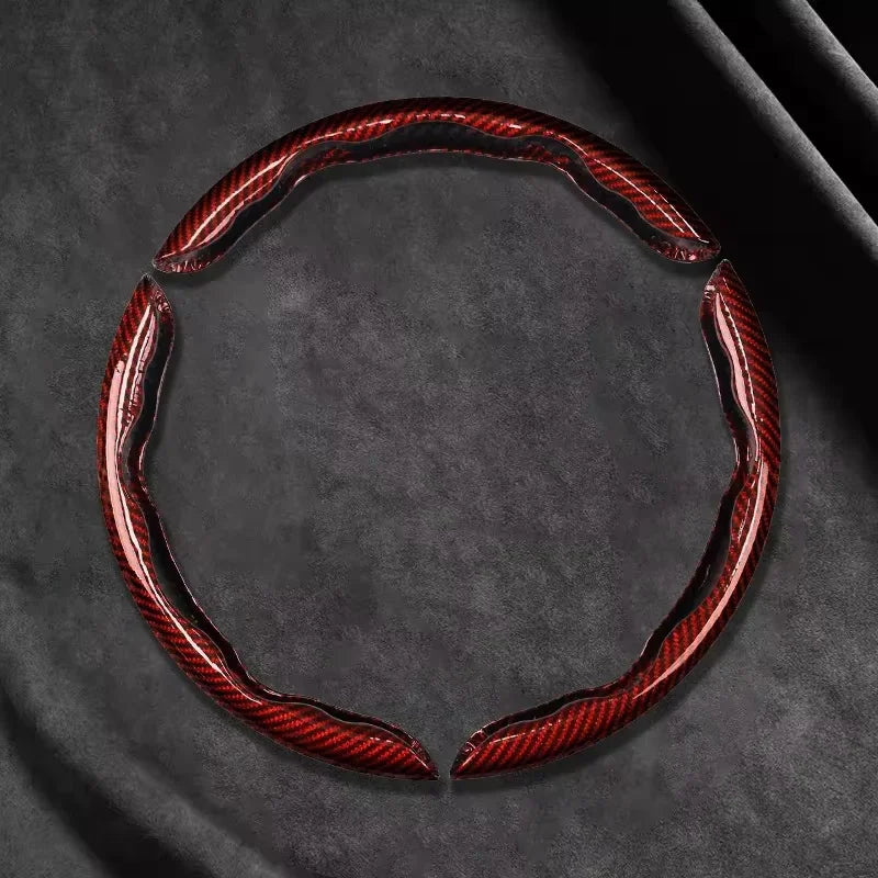 2/3PCS Universal Car Steering Wheel Cover — Laser Carbon Fiber, Silicone & 1K Microfiber Leather, Non-Slip PVC Booster