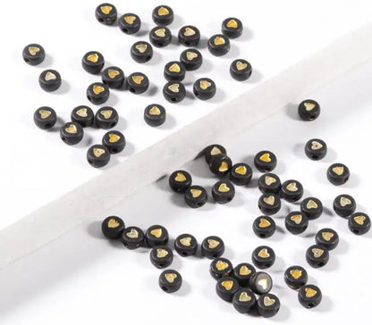 100Pcs 7mm Acrylic Flat Round Beads – Colorful Heart Pattern Spacer Beads for DIY Bracelet & Earring Jewelry Making Supplies